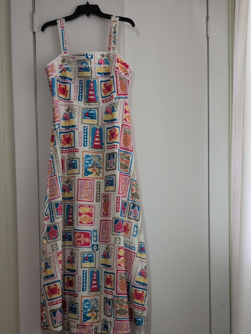 Commense Cream Maxi Dress with Multicolor Nautical Patchwork